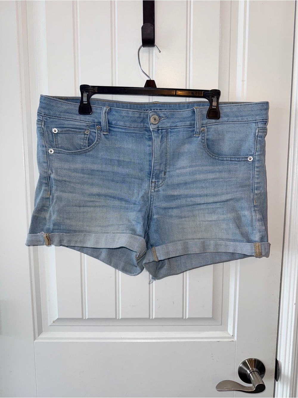 American Eagle Outfitters Light Blue Rolled Cuff Denim Shorts